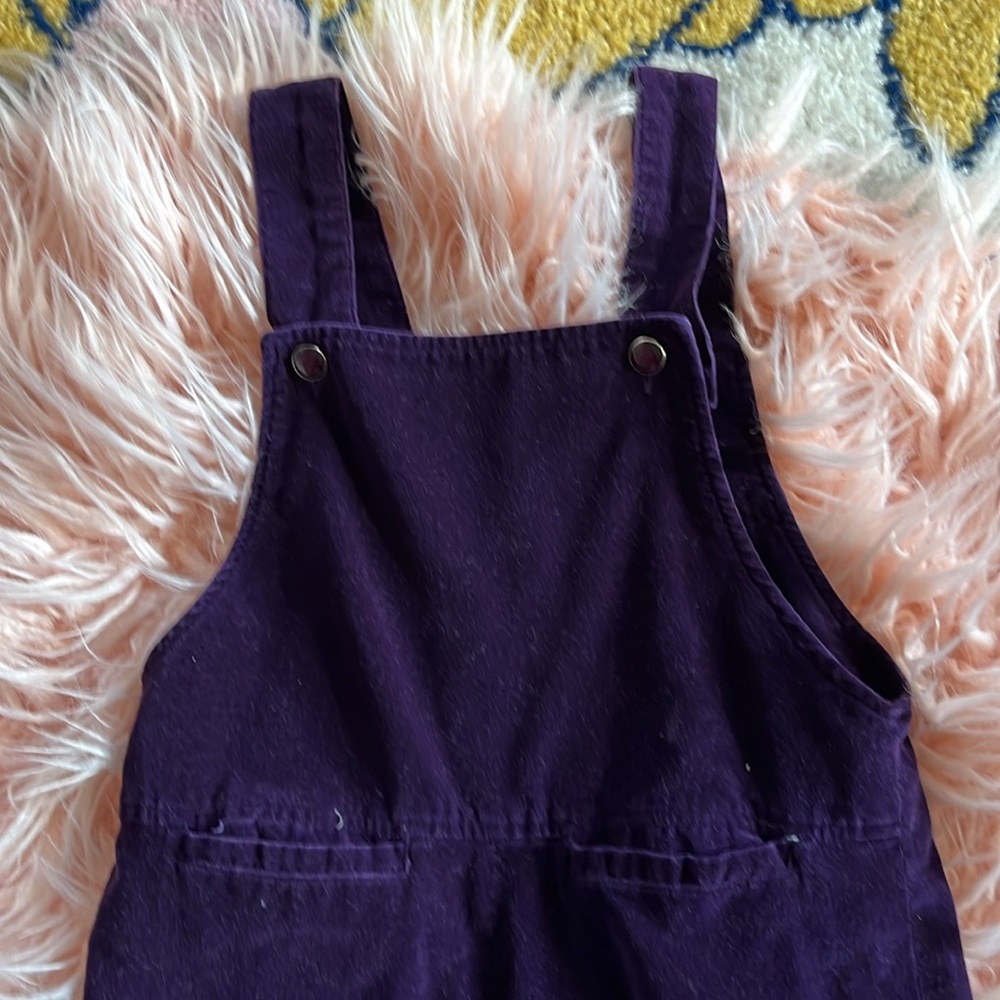 Purple velvet overalls
